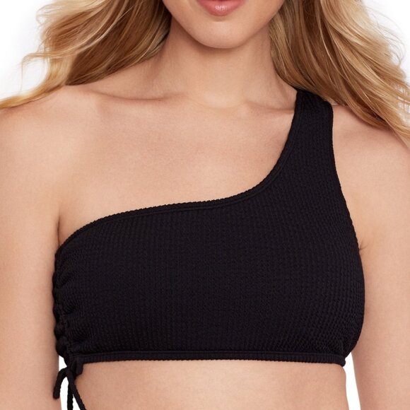 Salt + Cove Juniors' Solid One-Shoulder Tie Swim Top - Black - Picture 1 of 1